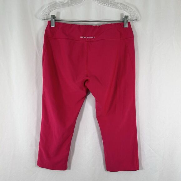 Under Armour Leggings Capri Women's Medium Pink Pull On Mid Rise Heat Gear - Picture 4 of 7